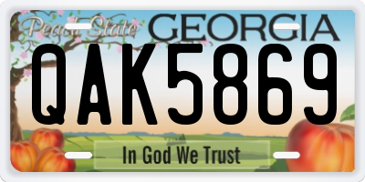 GA license plate QAK5869