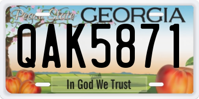GA license plate QAK5871