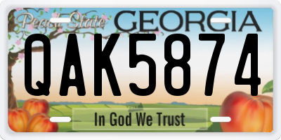 GA license plate QAK5874