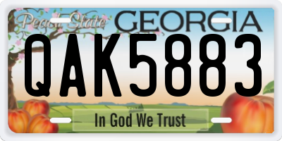 GA license plate QAK5883