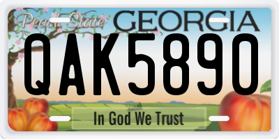 GA license plate QAK5890