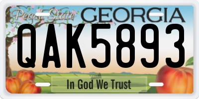 GA license plate QAK5893