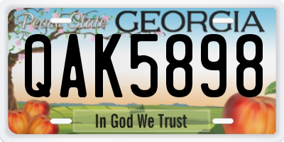 GA license plate QAK5898