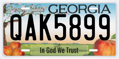 GA license plate QAK5899