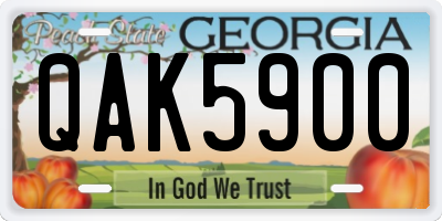 GA license plate QAK5900