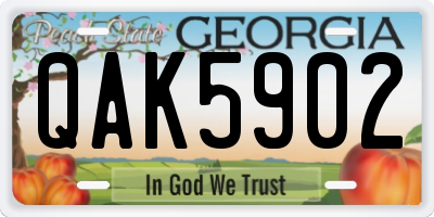 GA license plate QAK5902