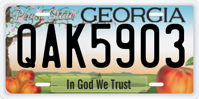 GA license plate QAK5903