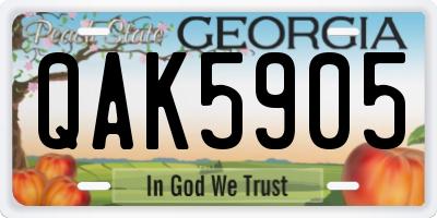 GA license plate QAK5905