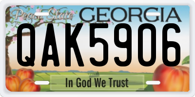 GA license plate QAK5906