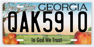 GA license plate QAK5910