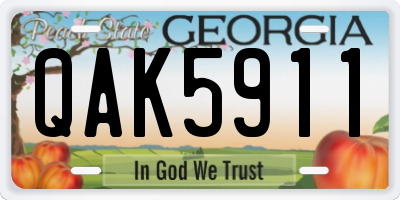 GA license plate QAK5911