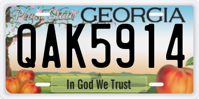 GA license plate QAK5914
