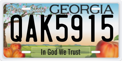 GA license plate QAK5915