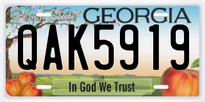 GA license plate QAK5919