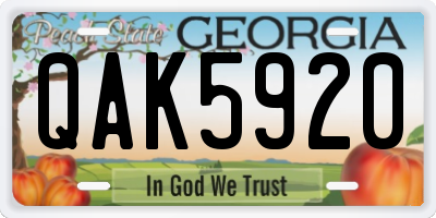 GA license plate QAK5920