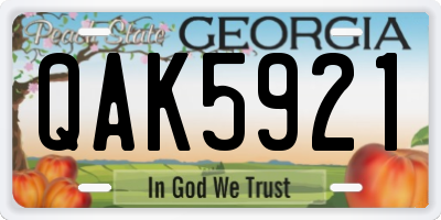 GA license plate QAK5921