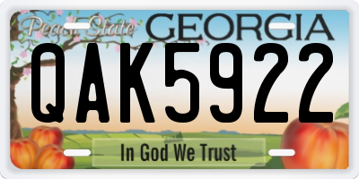 GA license plate QAK5922