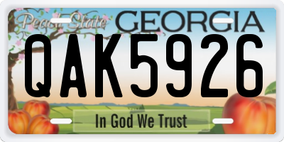 GA license plate QAK5926