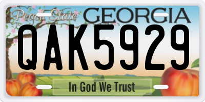 GA license plate QAK5929