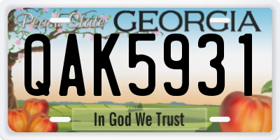 GA license plate QAK5931