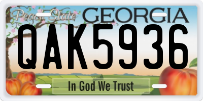 GA license plate QAK5936