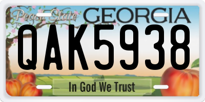 GA license plate QAK5938