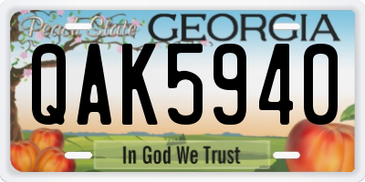 GA license plate QAK5940