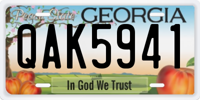GA license plate QAK5941