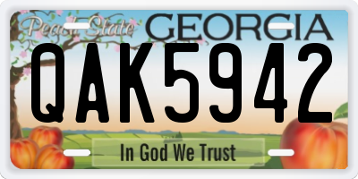 GA license plate QAK5942