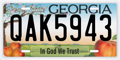 GA license plate QAK5943