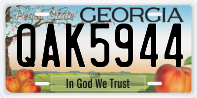 GA license plate QAK5944