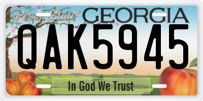 GA license plate QAK5945