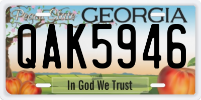 GA license plate QAK5946