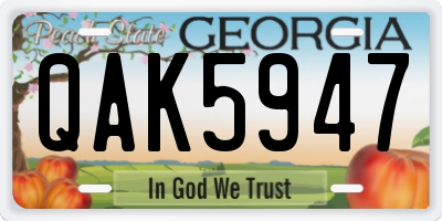 GA license plate QAK5947