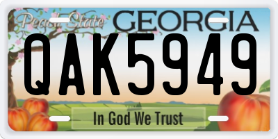 GA license plate QAK5949