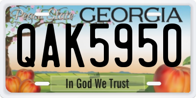 GA license plate QAK5950