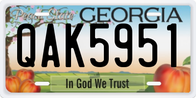 GA license plate QAK5951