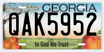GA license plate QAK5952