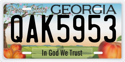 GA license plate QAK5953