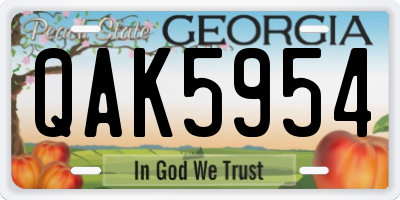 GA license plate QAK5954