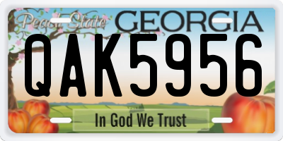 GA license plate QAK5956