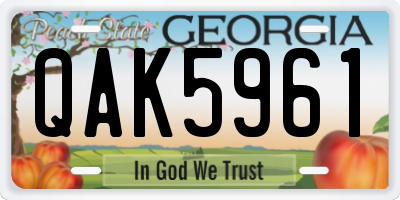 GA license plate QAK5961