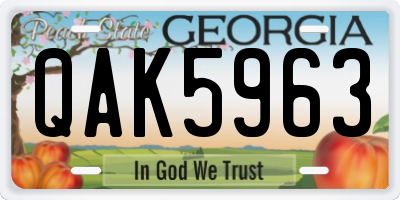 GA license plate QAK5963