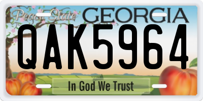 GA license plate QAK5964