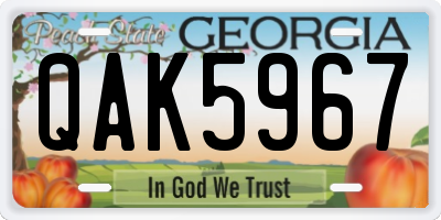 GA license plate QAK5967