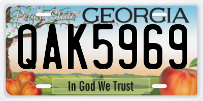 GA license plate QAK5969