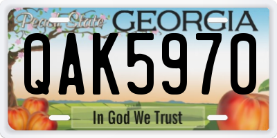 GA license plate QAK5970