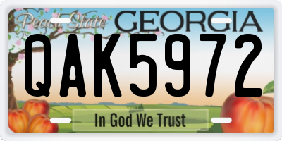 GA license plate QAK5972