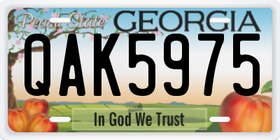 GA license plate QAK5975