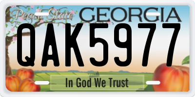 GA license plate QAK5977